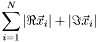 \[\sum_{i=1}^N\left|\Re{}\vec{x}_i\right| + \left|\Im{}\vec{x}_i\right|\]