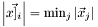 $\left|\vec{x]_i\right|=\mathrm{min}_{j}\left|\vec{x}_{j}\right|$